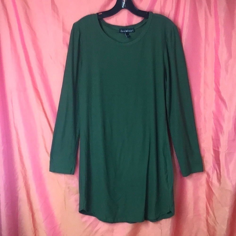 Derek Heart Women’s Tunic XL Olive Green Long Sleeve Crew neck EUC